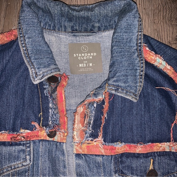 Urban Outfitters Standard Cloth Mens Distressed Destroyed Denim Jean Jacket Sz M - Picture 2 of 5